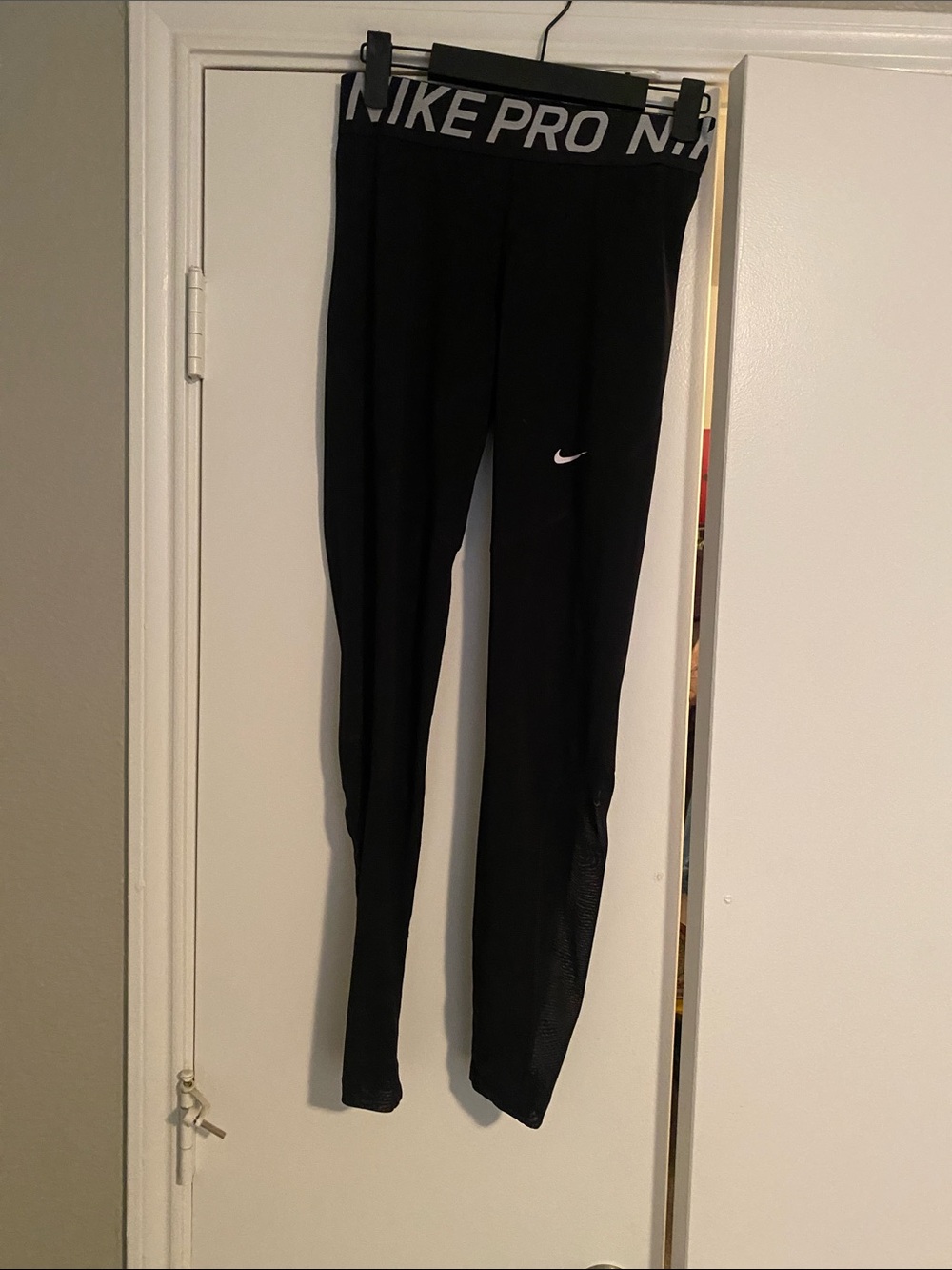 Nike Black Pro Compression Leggings with White Swoosh